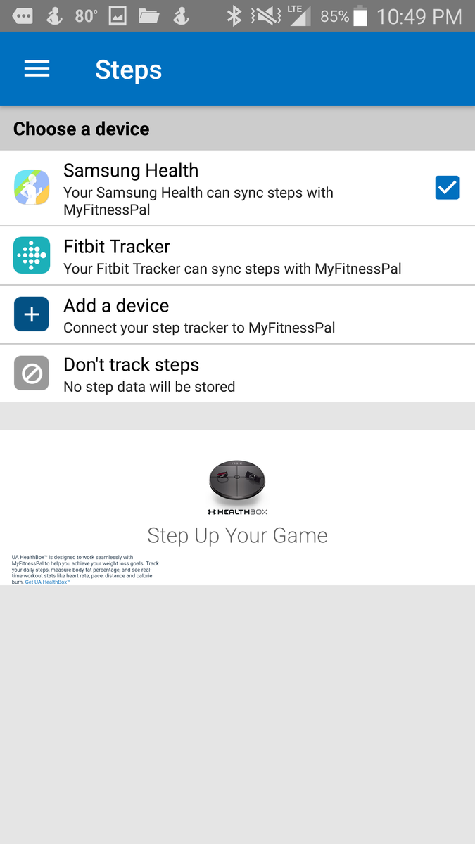 myfitnesspal not showing fitbit steps